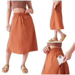 Athleta Terracotta Athleisure Arrival Midi Skirt Set szL